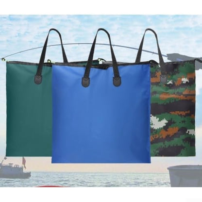 Fishing Tackle Bag Foldable Fishing Tackle Bag with Waterproof Oxford Construction for Fish Storage and Fishing Tackle Protection (XL-Blue) - size: XL-blue