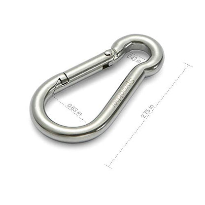 sprookber Stainless Steel Spring Snap Hook Carabiner - 304 Stainless Steel Caribeener Clips, Set of 6 - size: 2.75 Inch