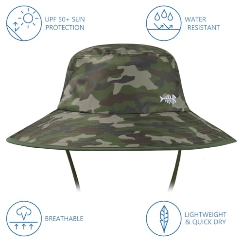 BASSDASH UPF 50+ Breathable Sun Hat with Removable Face Cover and Neck Flap Wide Brim Bucket Hat for Fishing Hiking Men Women - color: Army Green Camo/Army Green