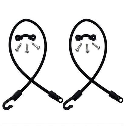 2PCS Marine Rod Tie Down Straps 18 inch Elastic Strap Retaining Buckle Set with Nylon Eye Pad Countertop Mount Connector Black