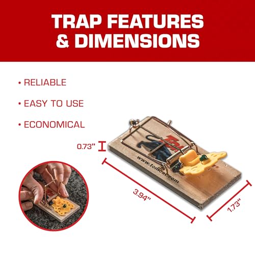 Tomcat Wooden Mouse Traps - Disposable Non-Chemical Mouse Trap for Homes,Garages and Basements,4 Count (Pack of 12) - size: 12-Pack, style: Modern