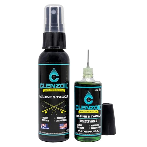 CLENZOIL Marine & Tackle - Fishing Gear Oil Lubricant - for Fish Care Reels, Boat Motors, Downriggers & More - Easily Oils Applicator - size: 2 oz + 1 oz Combo