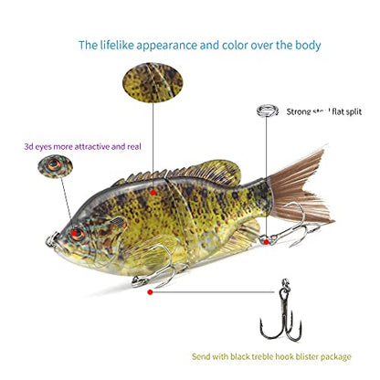 5.9in Multi Jointed Swimbait Fishing Lures Bait,2 Segment Big Giant Sinking Fishing Bass Lures,Crankbaits Swimbaits with Treble Hook - color: 5.9in,1.94oz-Color D
