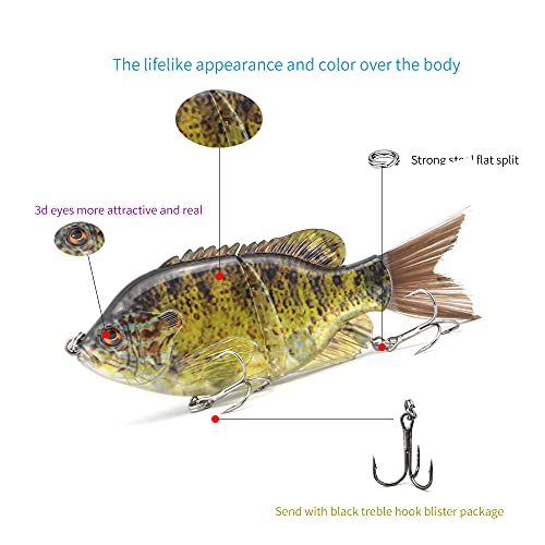 5.9in Multi Jointed Swimbait Fishing Lures Bait,2 Segment Big Giant Sinking Fishing Bass Lures,Crankbaits Swimbaits with Treble Hook - color: 5.9in,1.94oz-Color D