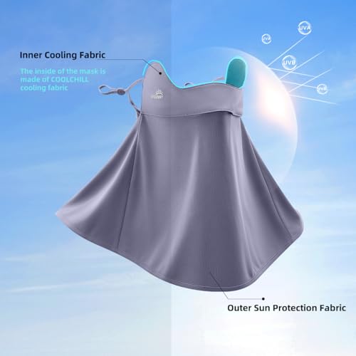 Sun UV Face Mask UPF 50+ Breathable Face Cover Scarf Cooling Neck Gaiter Outdoor Cycling Hiking SLF6M005T - color: Dark Grey