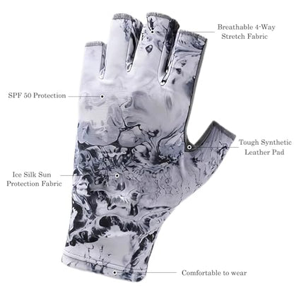 Fishing Gloves UPF50+ Sun Gloves, UV Protection Fingerless Gloves Men Women for Fly Fishing,Sailing,Hiking,Kayaking, Rowing,Paddling,Canoeing,Driving,Hunting,Fisherman Fishing Accessories - size: Medium
