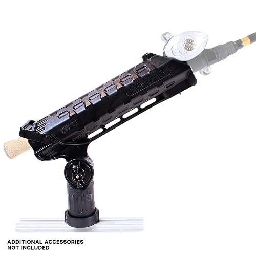 YakAttack AR Tube Rod Holder with LockNLoad Track Mount | Spinning & Casting Rod Compatible | Marine Grade Polymer | Fishing Kayak Track Mount Accessories | Made in the USA