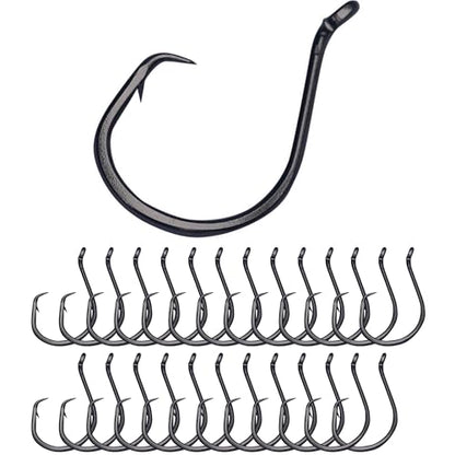 Reaction Tackle Heavy Wire Catfish Hooks - High Carbon Steel for Channel, Blue and Flathead Catfish - Sharp Offset Point, Freshwater and Saltwater Fishing (25-Pack) - size: #10/0