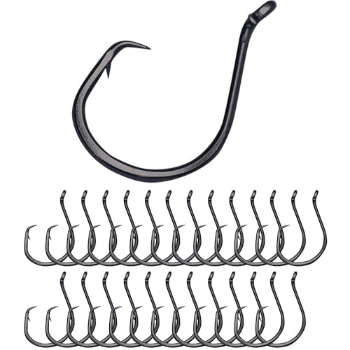 Reaction Tackle Heavy Wire Catfish Hooks - High Carbon Steel for Channel, Blue and Flathead Catfish - Sharp Offset Point, Freshwater and Saltwater Fishing (25-Pack) - size: #3/0