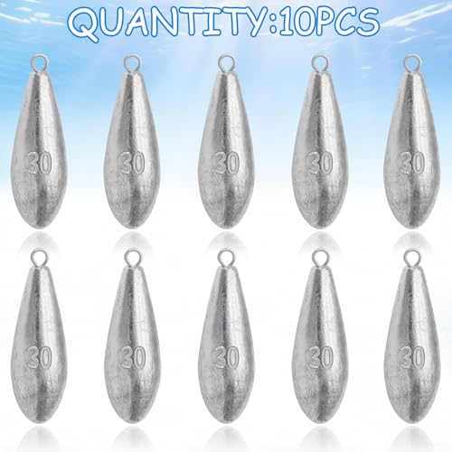 Fishing Weights Sinkers Bank Fishing Lead Sinkers | Bullet Fishing Weights Ocean Saltwater Surf Fishing Gear Fishing Assortment 1oz 2oz 3oz 4oz - style: 1oz -10pcs