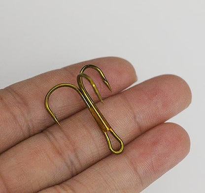 20pc/Box Fishing Treble Hooks Set High Carbon Steel Fishing Hooks Classic Round Bend Hook 2# 4# 6# 8# 10# - color: Tea, size: 4#-20pcs