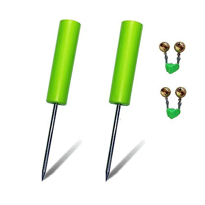 Fishing Rod Holders for Bank Fishing,Bank Fishing Rod Rack Stand,Fishing Pole Holders Ground, with Fishing Rod Alarm Bell - color: Green