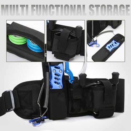 Fishing Wading Belt Adjustable Waist Strap Waterproof Tackle Storage Bag for Kayaking Surfing Casting - color: Black