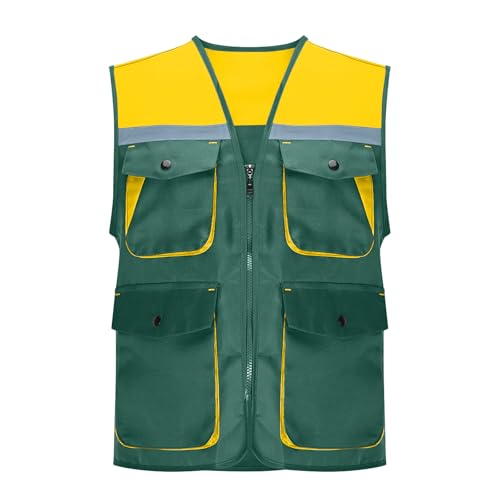 Breathable Fishing Vest for Adults and Youth Multi-Pockets Sleeveless Jacket Photography Travel Hiking Waistcoat - color: Green, size: X-Large