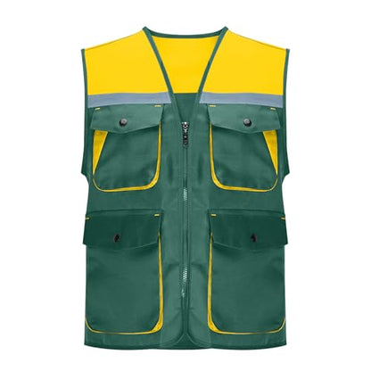 Breathable Fishing Vest for Adults and Youth Multi-Pockets Sleeveless Jacket Photography Travel Hiking Waistcoat - color: Green, size: Large