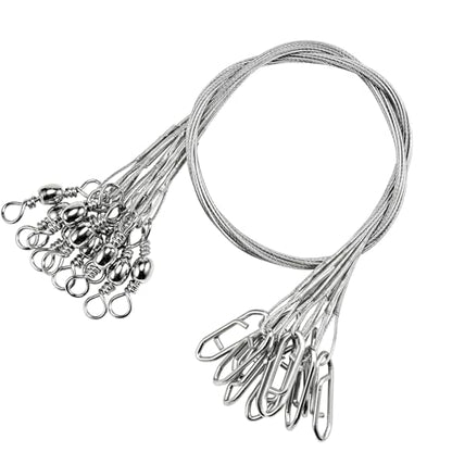 Atibin Stainless Steel Fishing Leader Wire High Strength Fishing Leaders Strong Saltwater Snap Wire Leader Line White Nickel - size: Size #2 (7.8in-30lb) 40pcs