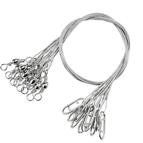 Atibin Stainless Steel Fishing Leader Wire High Strength Fishing Leaders Strong Saltwater Snap Wire Leader Line White Nickel - size: Size #1 (5.9in-20lb) 50pcs