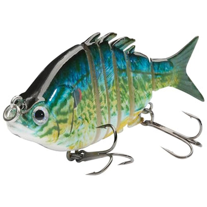 Bassdash SwimPanfish 0.34oz Hard Swimbaits Multi Jointed Topwater Trout Bass Fishing Crank Lure for Freshwater and Saltwater - color: Blue/Yellow