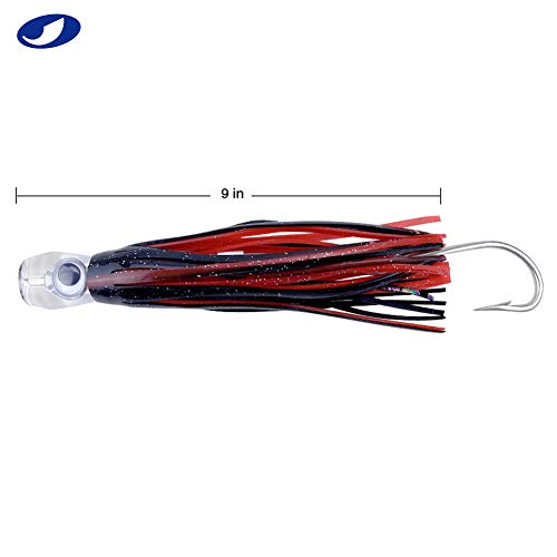 OCEAN CAT Saltwater Trolling Lure for Marlin Tuna Mahi Dolphin Durado Wahoo Trolling Lures Free Mesh Bag Offshore Big Game Lures - color: 9 in - Crystal Head - 6pcs