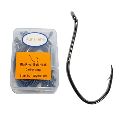 Catfishing Hooks Big River Bait Hook 25/50/100pcs, Fishing Hooks for Saltwater Freshwater,Catfish Striper Flathead Carp Bass 1# 1/0 2/0 3/0 4/0 6/0 8/0 10/0 - size: 40PCS 8/0