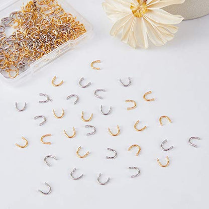 SUPERFINDINGS 300pcs Fishing Spinner Clevis Spinnerbait Clevis U-Shaped Brass Links 2 Colors Easy Spin Spinner Clevis Spinner Blade Clevis for Lure Making Fishing Spinnerbait Accessory - color: Metallic+Golden