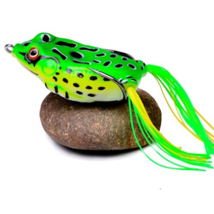 13g 6cm Plastic Frog Bait with 3D Eyes & Hooks, Soft Tube Topwater Artificial Fishing Lure Sinking Lures - color: Green
