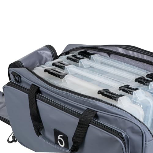 6th Sense – Travel Bait Bag – Large Fishing Tackle Bag with Spacious Main Compartment, Dual Zippered Side Pockets, Water-Resistant Build, and Shoulder Strap (Gray) - color: Gray