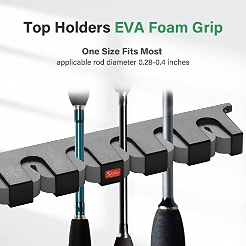 Simple Deluxe Vertical Fishing Rod Holders Wall-Mounted – Fishing Rod Rack, Great Fishing Pole Holder & Rack for Garage, Store 6 Rods or Combos in 13.6 ", 1 Pair Vertical Pole Racks Grey