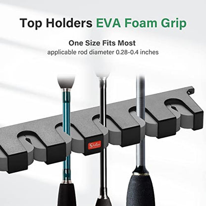 Horizontal Fishing Rod Holders Wall-Mounted – Simple Deluxe Fishing Rod Rack Great Fishing Pole Holder for Garage - color: Vertical 6-Rod Rack, 2 Pairs