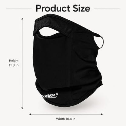 Sun Protection Face Mask with Neck Cover, Cooling Breathable Ear Loop Neck Gaiter for Fishing Cycling Running - color: Black
