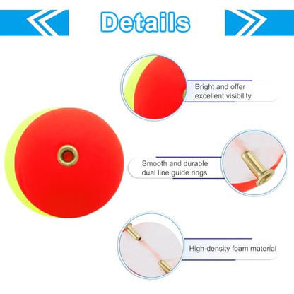 PATIKIL Fishing Bobber, Slip Foam Floats Buoy Rig Stoppers for Crappie Trout Bass Fishing - color: Red,Yellow, size: 0.6 Inch