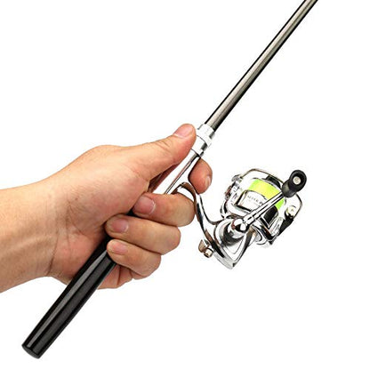 Lixada Fishing Rod Reel Combo Mini Pen Fishing Pole Kit Telescopic Fishing Rod Spinning Reel Combo Kit - color: Blue, size: 1.4 m