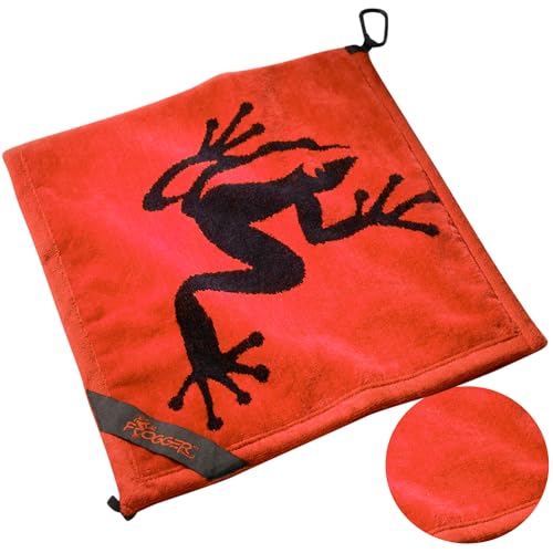 Frogger Amphibian Golf Towel with Dry and Wet Technology, Red - Golf Bag Accessory for Men and Women with Carabiner Clip - color: Red
