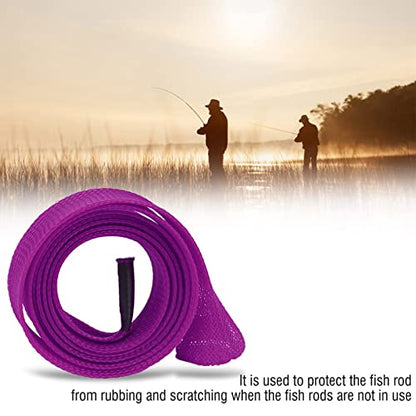 Fishing Rod Sock, Braided Mesh Fishing Rod Sleeve Rod Protector Flat or Pointed End Casting Rods Musky Ice Rod(Purple)