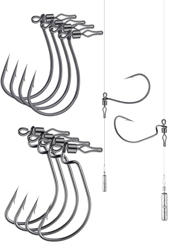40-Pack Swivel Drop Shot Hooks, Weedless Wide Gap Quick Clip Hooks, Premium Carbon Steel Sharp Anti-Twist Rust-Proof Fishing Hooks, Easy Rigging for Bass Senko Worms Wacky Finesse Fishing - color: Wacky 3/0 40pcs