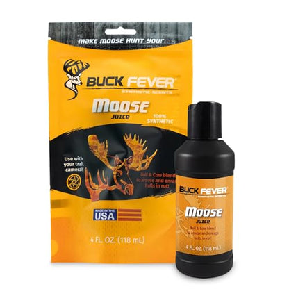 Buck Fever Moose Juice, Syntheticly Formulated Moose Attractant - Non-Spoiling Synthetic Bull Scent for Outdoor Trail Camera - Early Season Mature Buck Hunting Scents - size: 4 Fl Oz (Pack of 1)