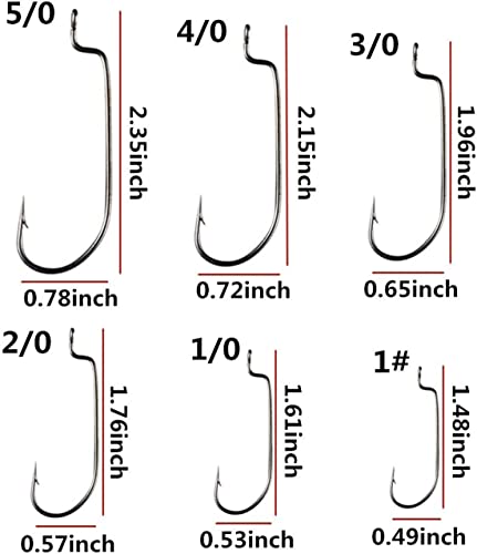 50pcs/Pack Offset Fishing Hooks Worm Hooks Black High Carbon Steel Senko Bait Fishing Hooks 5/0 4/0 3/0 2/0 1/0 1# - size: 3/0-50pcs