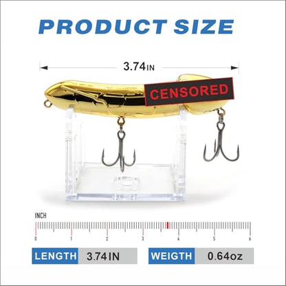 Funny Fishing Gifts for Men Women, Novelty Bass Topwater Lures, Father Christmas Birthday Gifts Stocking Stuffers - color: Gold