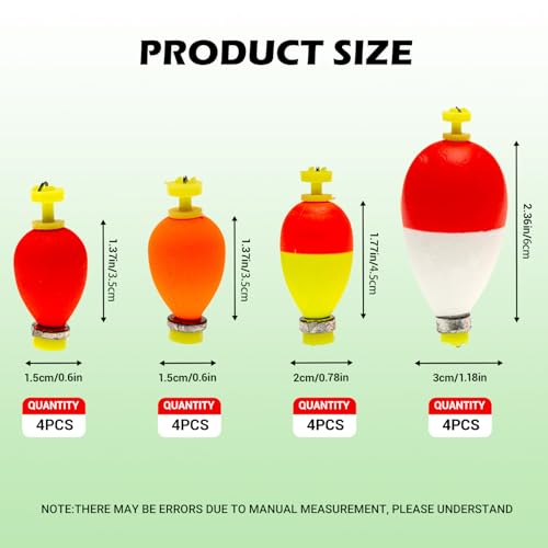 Fishing Bobber Slip Bobbers for Fishing 15 Pcs Foam Snap Weighted Floats Set Bobbers Fishing Tackle Accessories Fishing Supplies - color: F-Weighted Colorful-16pcs