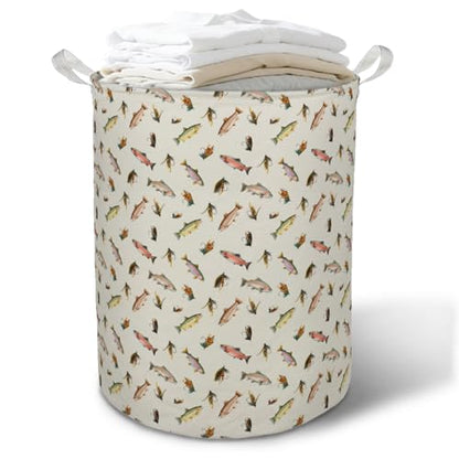Bass Fishing Laundry Basket Hamper,Rainbow Trout Fishing Lovers Fisherman Gifts Foldable Clothes Toys Books Storage Box Bins Baskets Organizer for Nursery Bedroom Bathroom Home - color: FISHING