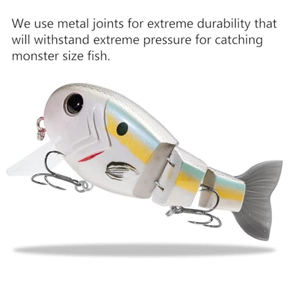 BASSROCK Topwater Fishing Lures for Bass Pike Salmon Floating Swimbait Jointed Crankbait Freshwater Saltwater 4.9in/1.76oz RK1001 - color: Threadfin, size: 4.9in/1.76oz