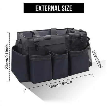 Wearable Cleaning Caddy Organize Bag with Spray bottle & Towel, Handles for Cleaners & Housekeeper,Under Sink & Car Cleaning Tool Organizers Bag with Adjustable Shoulder Strap&Waist Belt (Black) - color: Black