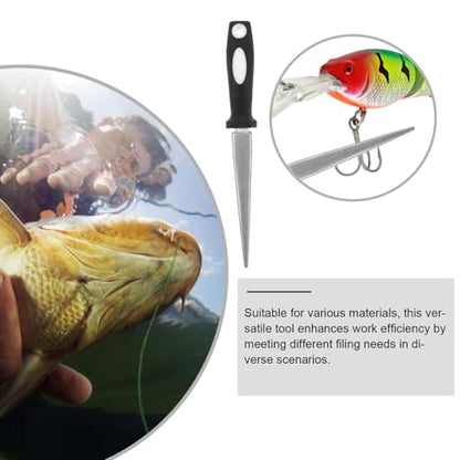 Operitacx Half Round Fishhook Sharpener with Ergonomic Handle Fine Precision File for Fishing Hooks Multi-Functional Portable Grinding Tool for Outdoor Use Sturdy for Glass Marble Bone