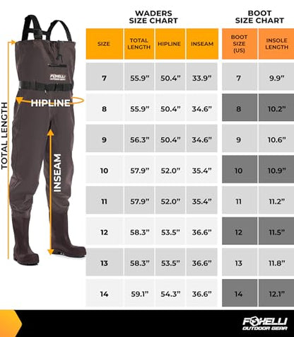 Foxelli Chest Waders – Waterproof 2-ply Nylon/PVC Camo Hunting Fishing Waders for Men and Women with Boots - color: Brown, size: 8