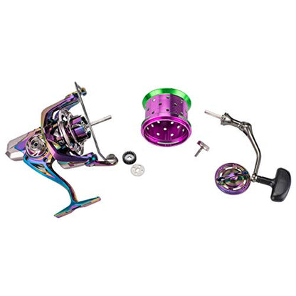 Diwa Spinning Fishing Reels 70 LBS Max Drag Power 18+1 Stainless BB Metal Body Casting Fishing Wheel 8000 10000 12000 Spool Series Freshwater Saltwater Big-Game Surf Ultra Smooth Spinning Reel - style: 10000