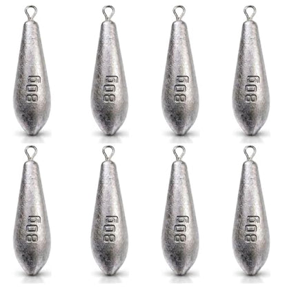Teardrop Drop Shot Sinkers – Lead Fishing Weights & Sinkers for Bass, Catfish & Surf Fishing – Freshwater & Saltwater – 10 Sizes 1/2oz to 7oz, More Per Pack - style: 80g/3oz – 8pcs