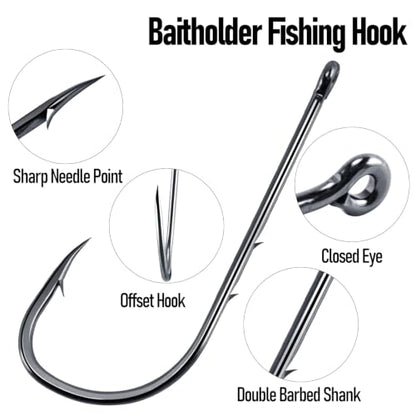 Dr.Fish 100 Pack Baitholder Fishing Hooks, Freshwater Fishing Straight Shank Worm Hooks Walleye Rig Bass Crappie Panfish Bluegill - size: 12#-100 Pack