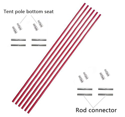 DIY Poles for Bike Tent, Tent Pole Replacement, Tent Bar Support Rod Awning Frame Kit for Hiking and Camping Tarp, Long Approximately 52ft, Diameter - 6.5mm, Plant Grow Tunnel,36 Packs - color: 17 inches- 36 packs( red )