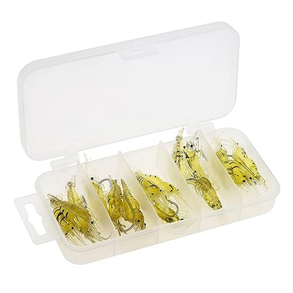 15pcs Shrimp Bait Hooks, Soft Prawn Fishing Lures Simulation Lure for Trout Bass Salmon
