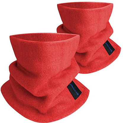 TICONN Neck Gaiter Face Cover Scarf, Neck Warmer Breathable Sun & Wind-proof for Skiing Fishing Hiking Cycling - color: Candy Red-2pk, style: Fleece